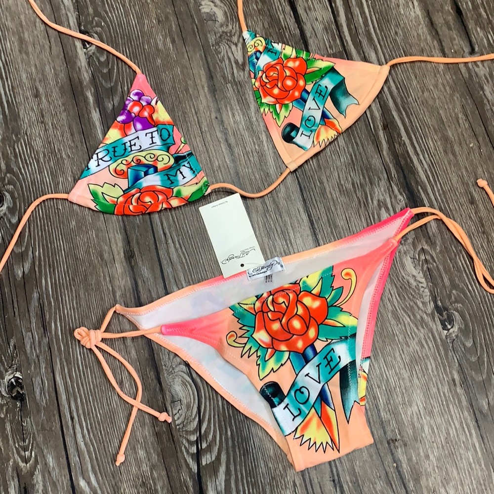 Woman’s vintage Ed hardy tattoo Graphic binkini